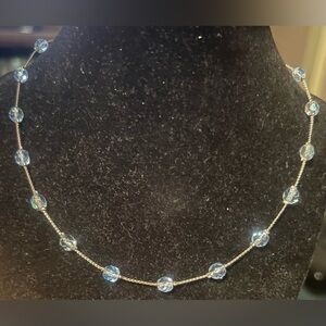 Elegant Blue/Iridescent Beaded Necklace
